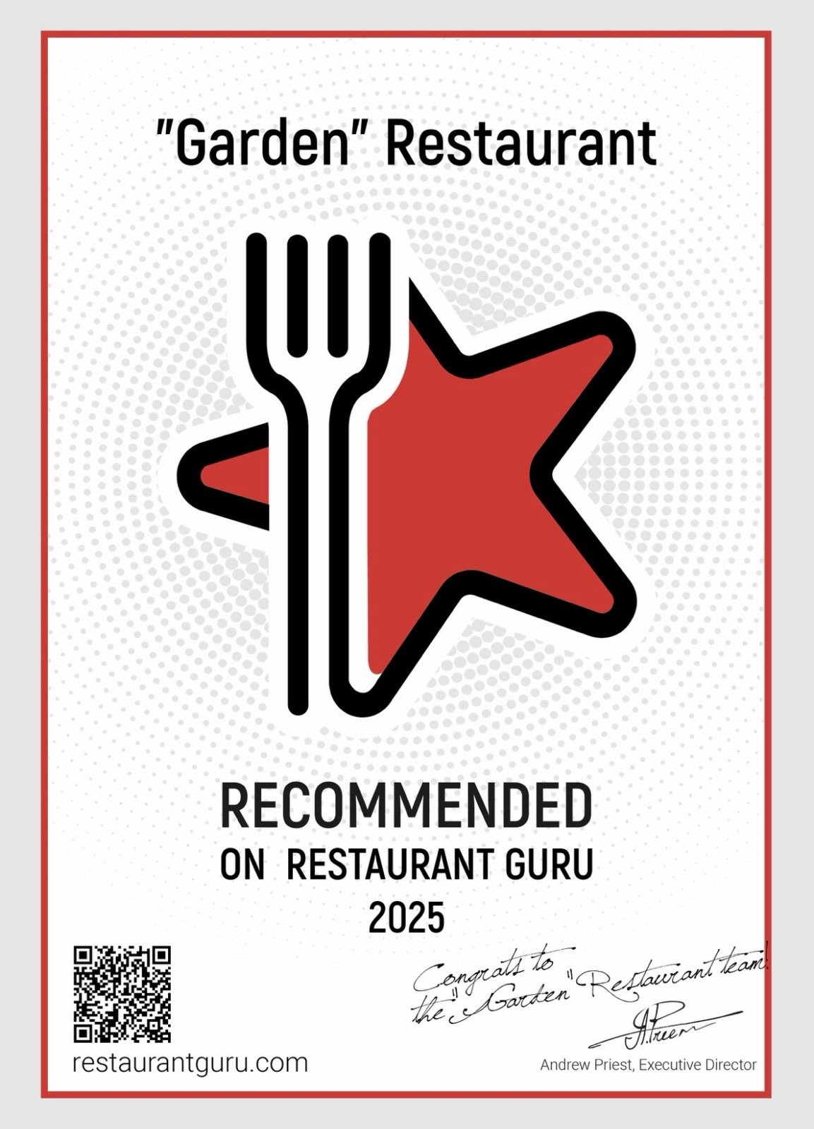 Garden Restaurant Recommended